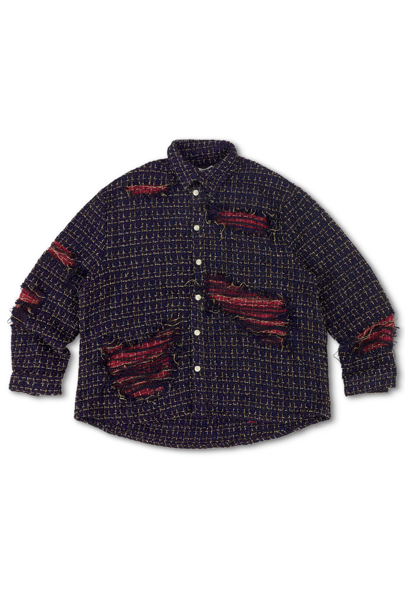 DISTRESSED DOUBLE LAYER FLANNEL WNTD APPAREL
