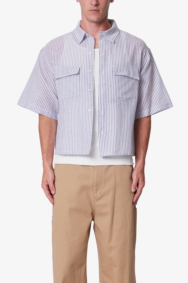 CROPPED BOXY STRIPED S/S SHIRT MNML