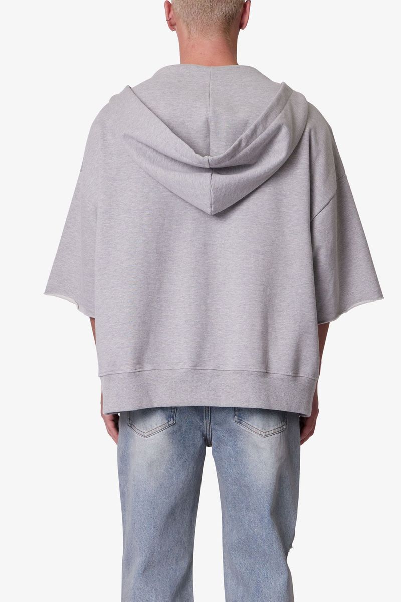 HOODED 3/4 SLEEVE RAG SWEATER MNML