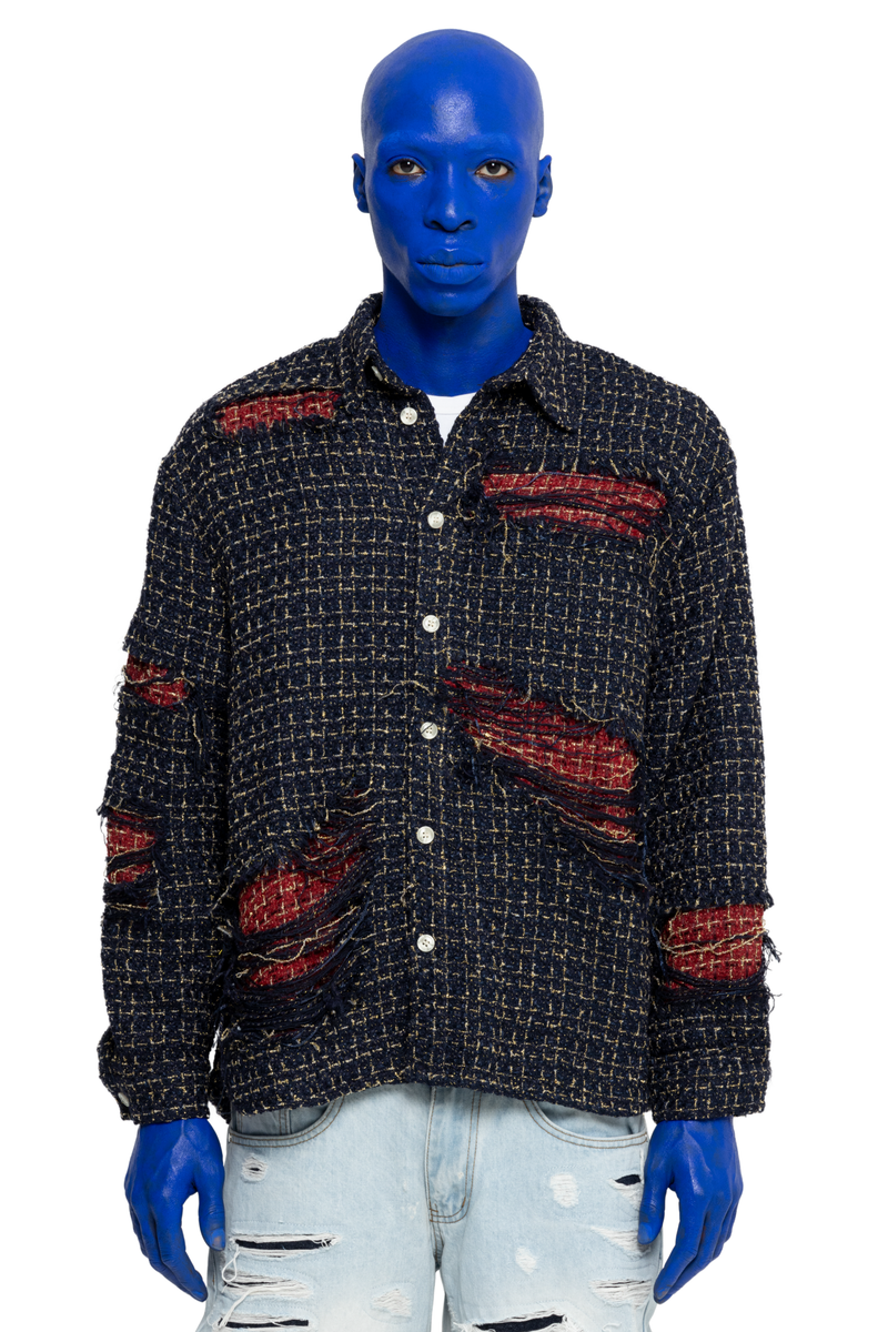 DISTRESSED DOUBLE LAYER FLANNEL WNTD APPAREL