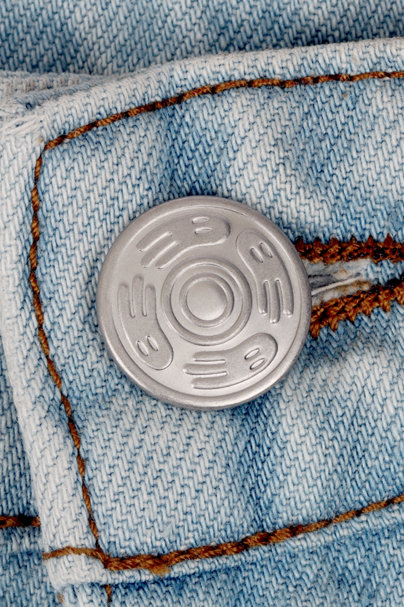 DISTRESSED DOUBLE DENIM PANTS WNTD APPAREL