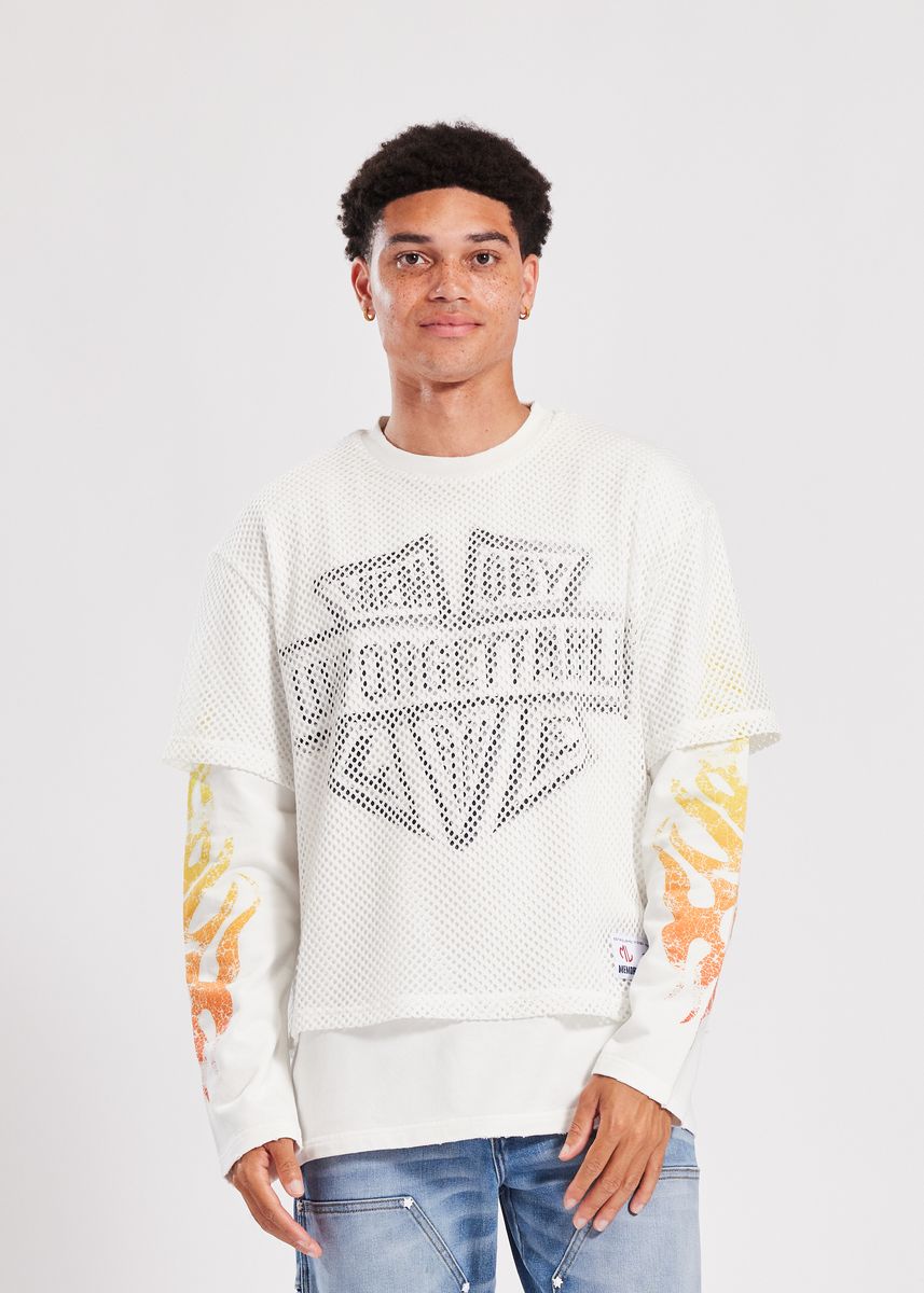 MESH OVERLAY LS TEE MEMORY LANE