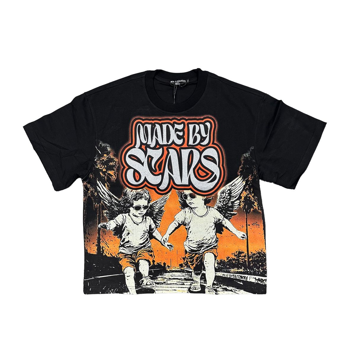 TWIN RHINESTONE TEE MIXED EMOTION
