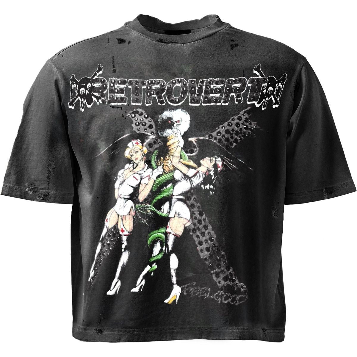 RHINESTONE BLACK NURSE TEE RETROVERT