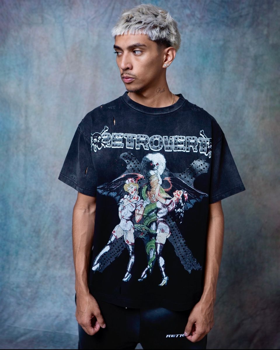 RHINESTONE BLACK NURSE TEE RETROVERT