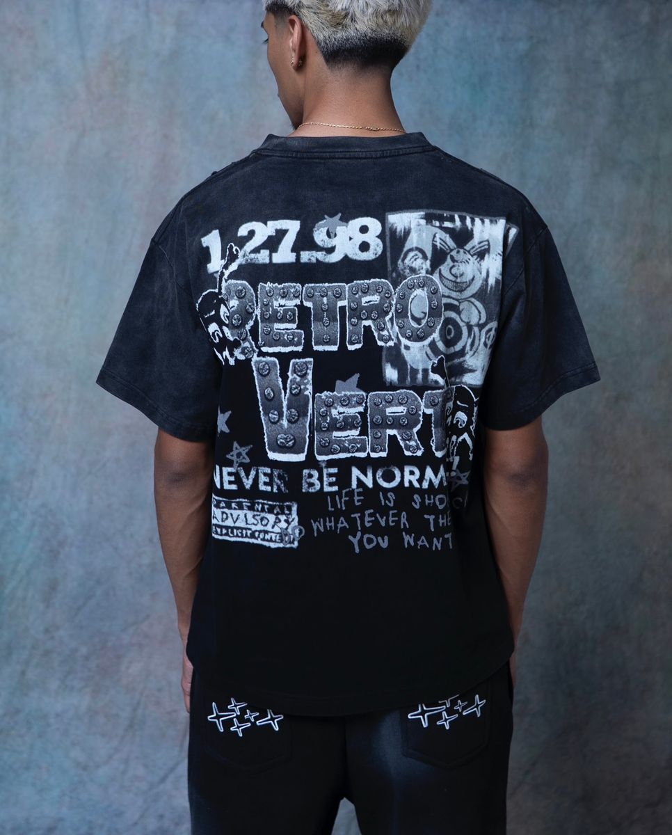 RHINESTONE BLACK NURSE TEE RETROVERT