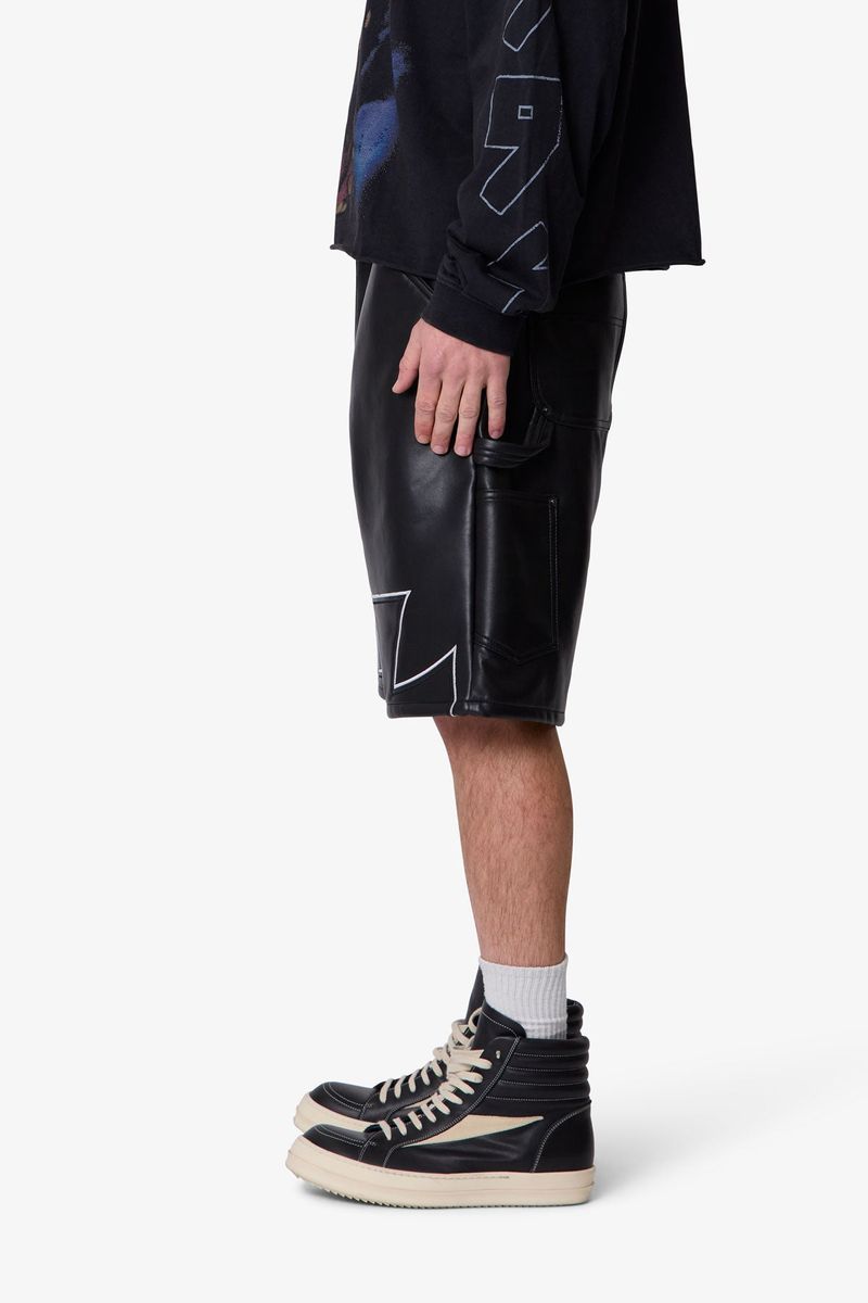BAGGY IRON CROSS LEATHER SHORT MNML
