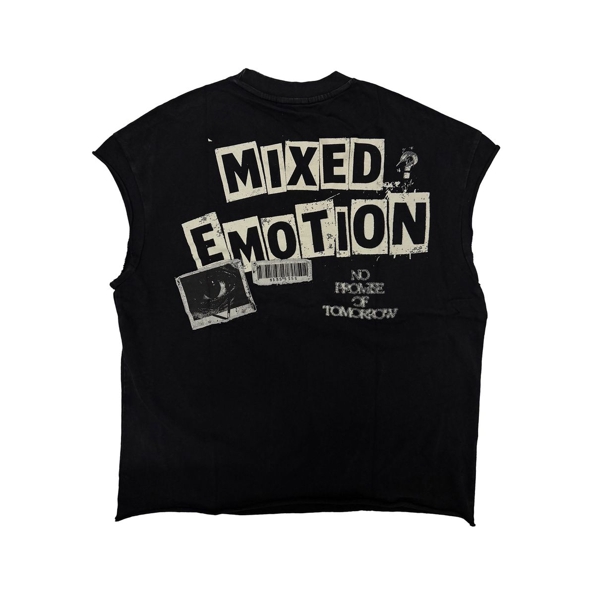 NEWSPAPER SLEEVELESS TEE MIXED EMOTION