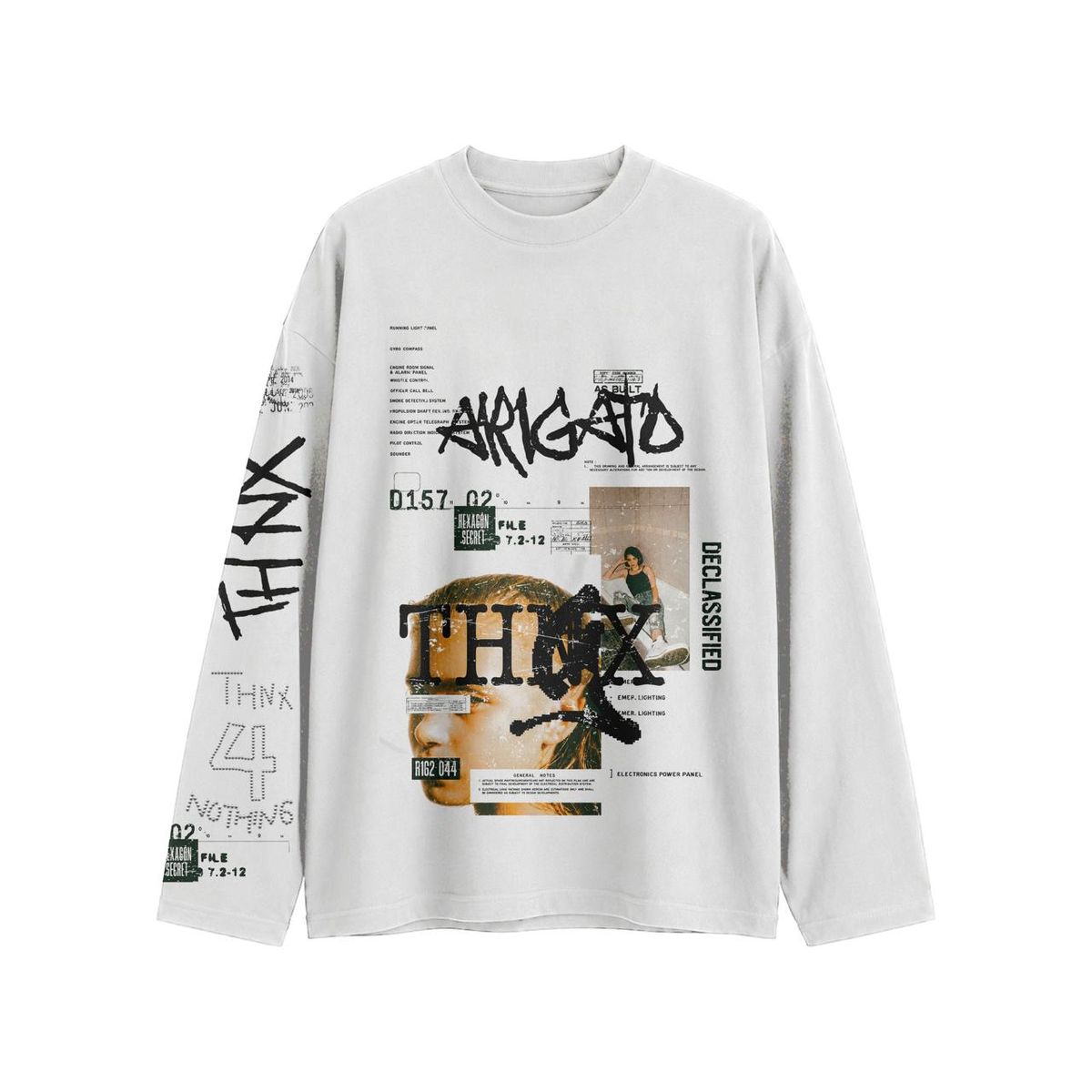 DECLASSIFIED LONG SLEEVE TEE THNX FOR NOTHING