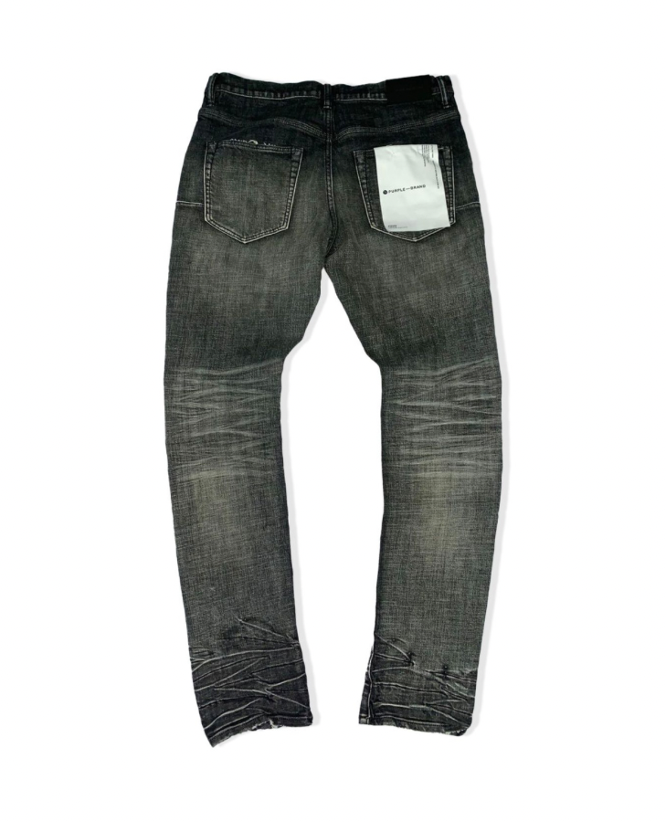 Purple Brand, P002 Slim Jean, Grey, Washed Black, Distressed, Back