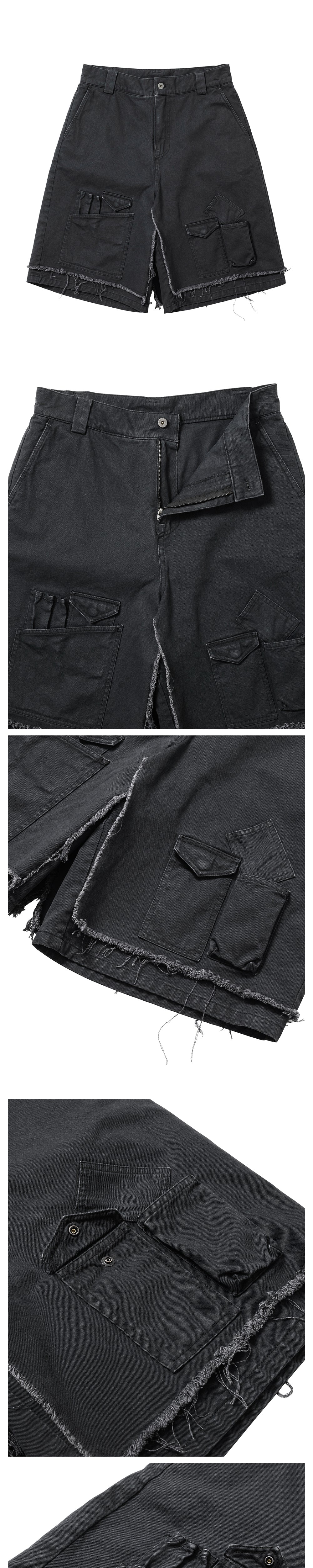 WASHED LAYERED CARGO SKIRT SHORT AJOBYAJO