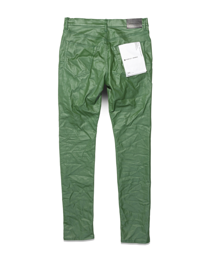 Purple Brand, P001 Skinny Jean, Leather, Green, Back