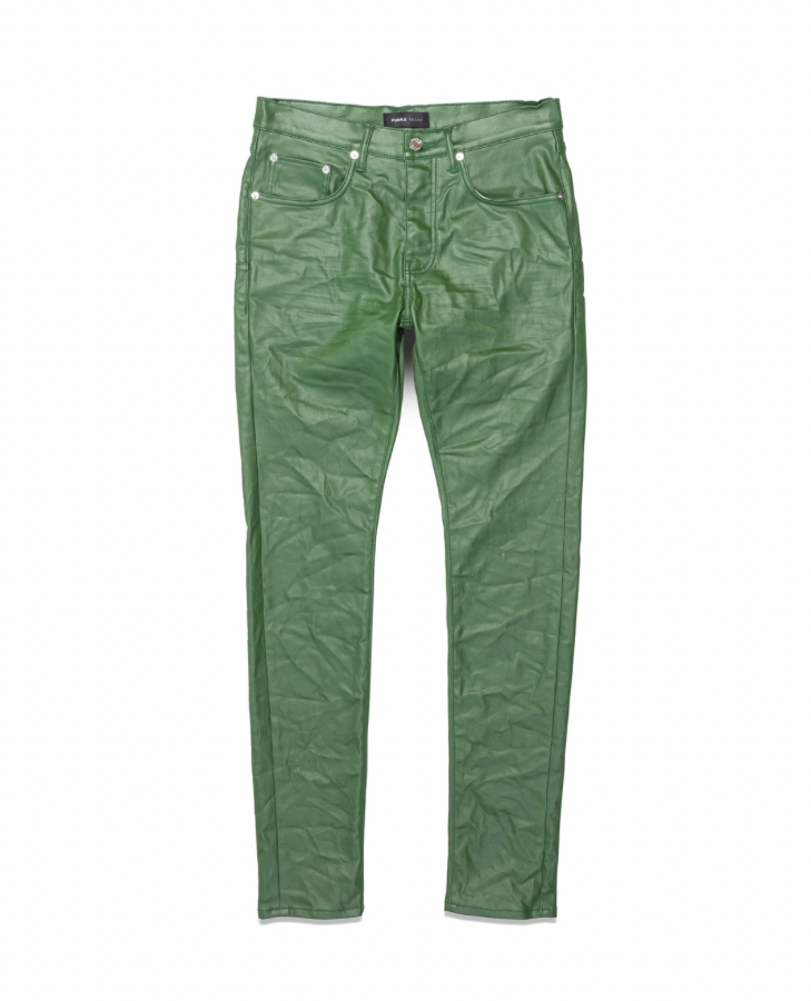 Purple Brand, P001 Skinny Jean, Leather, Green, Front