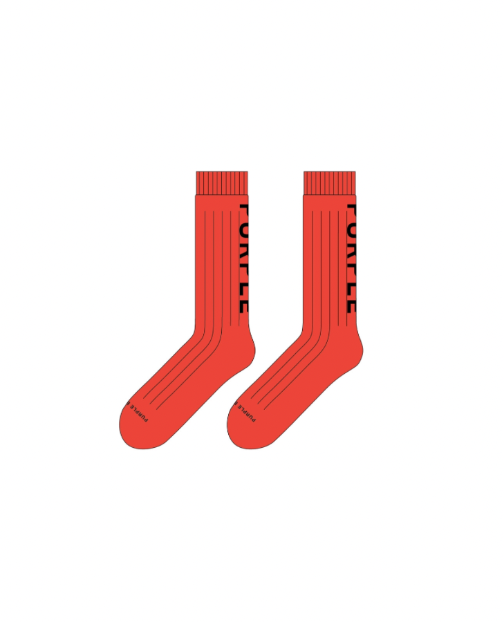 PURPLE BRAND Socks, Logo, Red, Left side