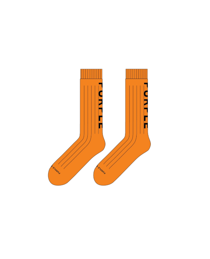 PURPLE BRAND Socks, Logo, Orange, Left Side