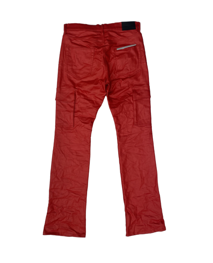 Purple Brand, P004 Flare Jean, Patent Film, Cargo, Red, Back