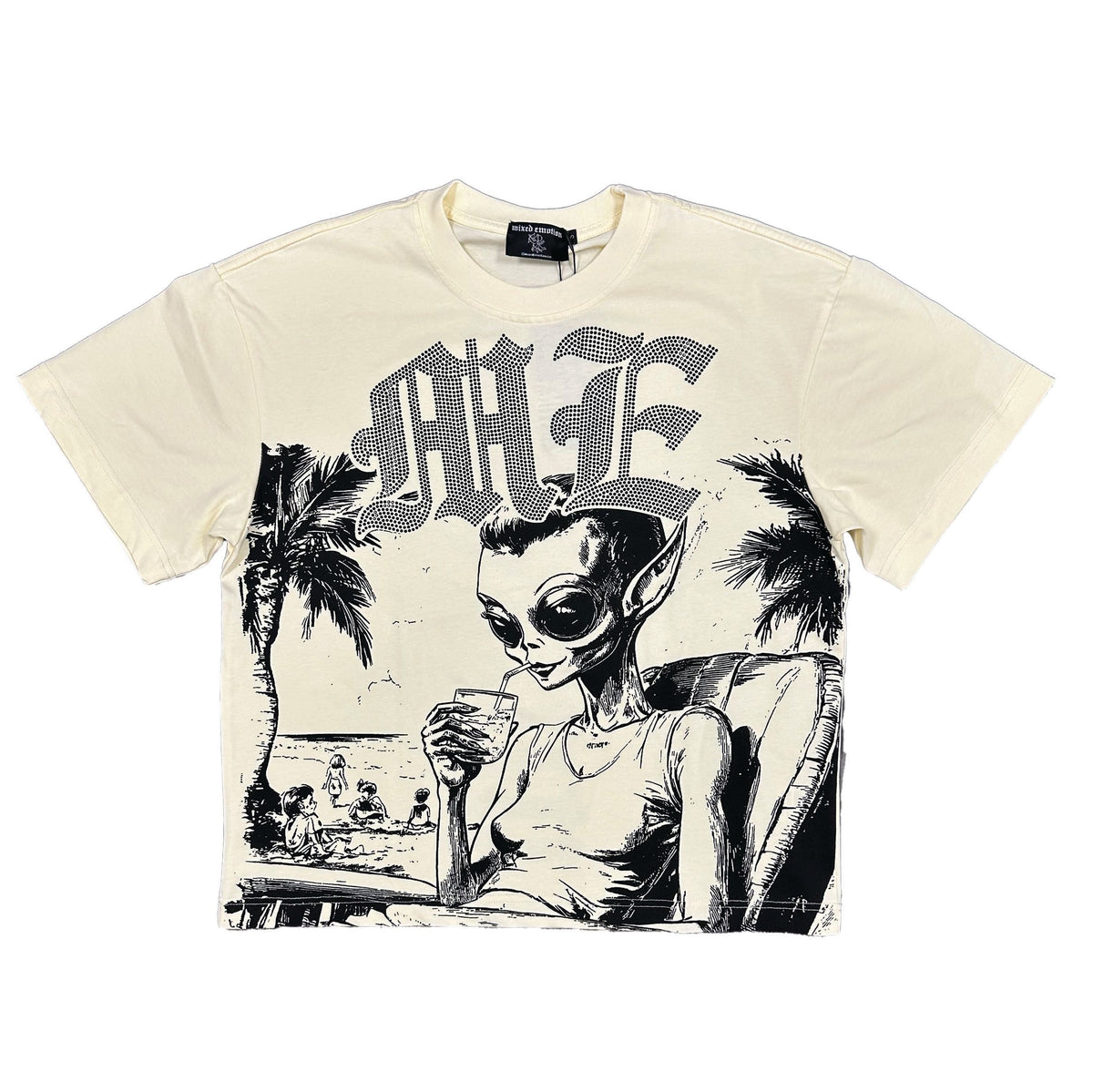 BEACH RHINESTONE TEE MIXED EMOTION