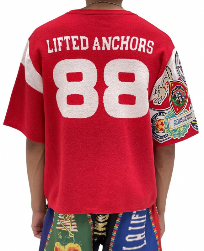 JACQUARD PATCHED FOOTBALL JERSEY LIFTED ANCHORS