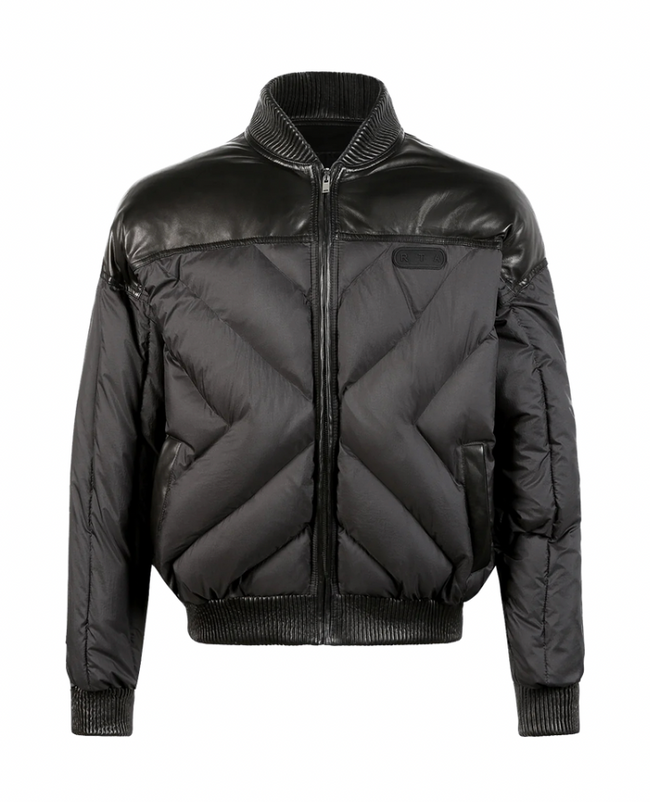 LEATHER CONTRAST PUFFER JACKET RTA