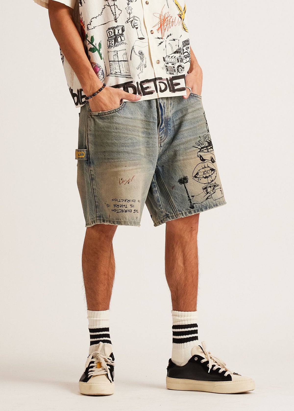SCRIBBLE DENIM SHORT DSM