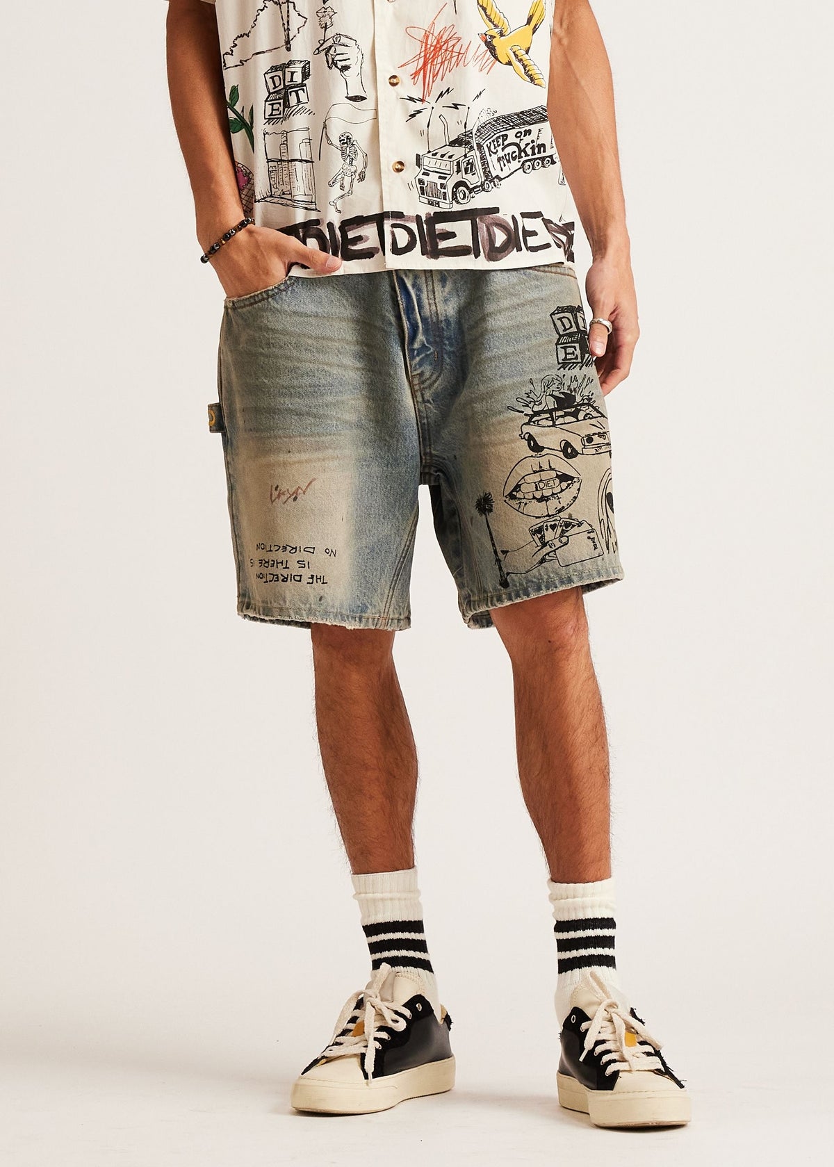 SCRIBBLE DENIM SHORT DSM