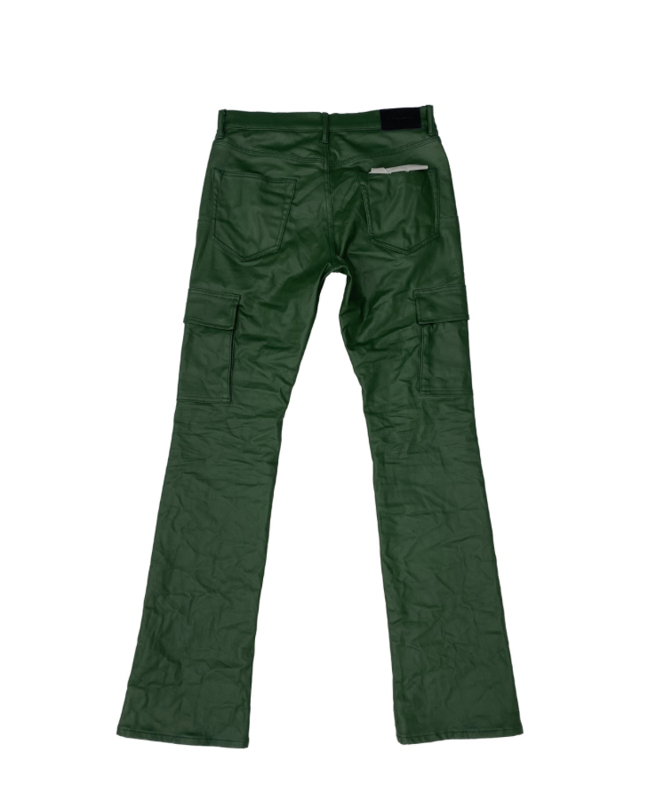 Purple Brand, P004 Flare Jean, Pantent Film, Cargo, Green, Back