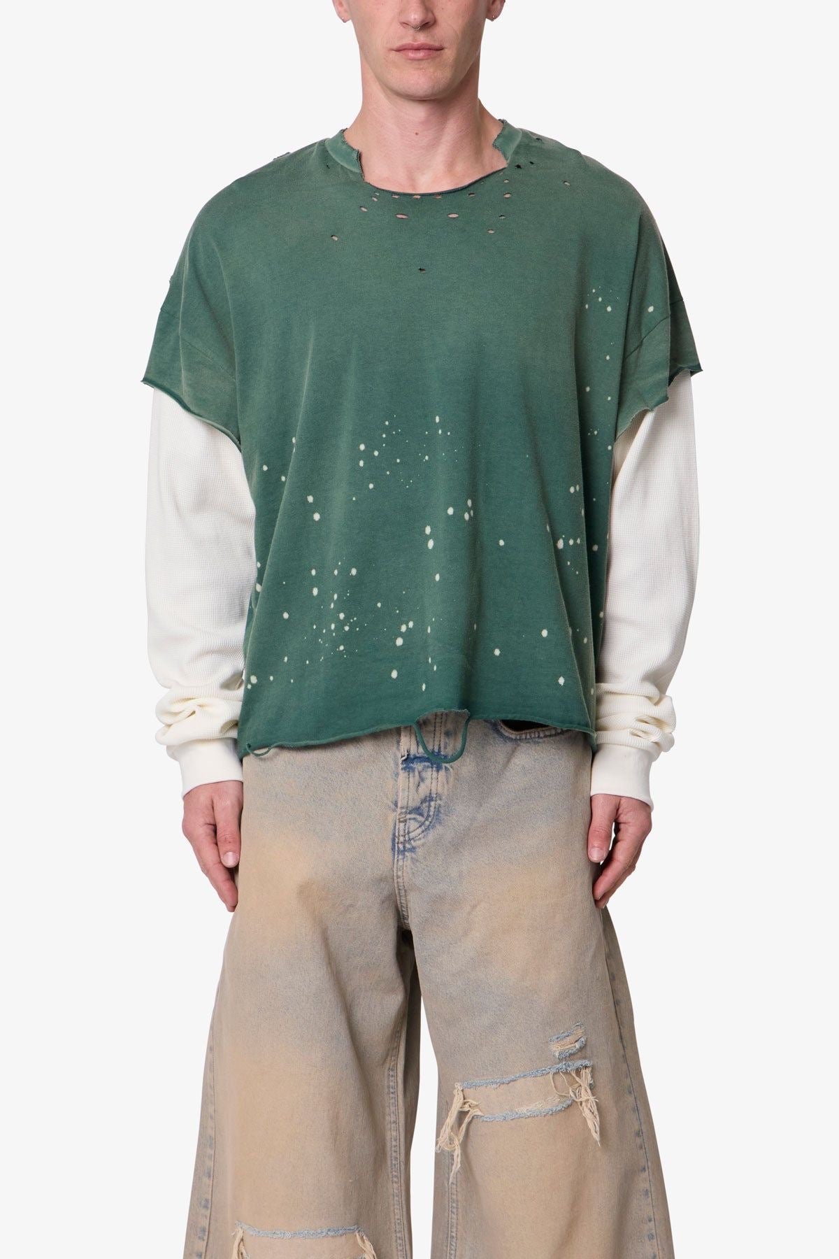 LAYERED DISTRESSED L/S TEE MNML