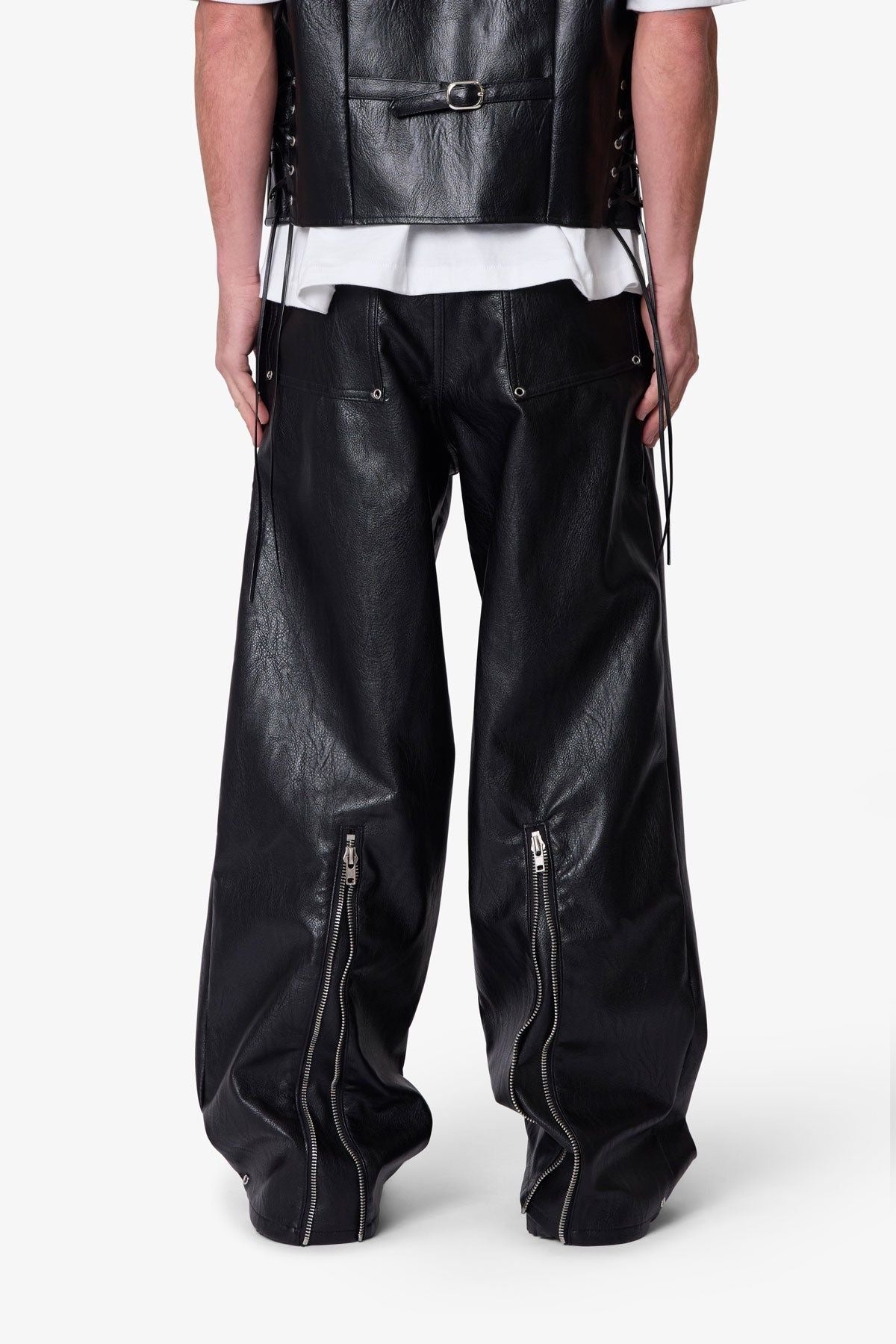 LEATHER RAVE ZIP PANTS MNML
