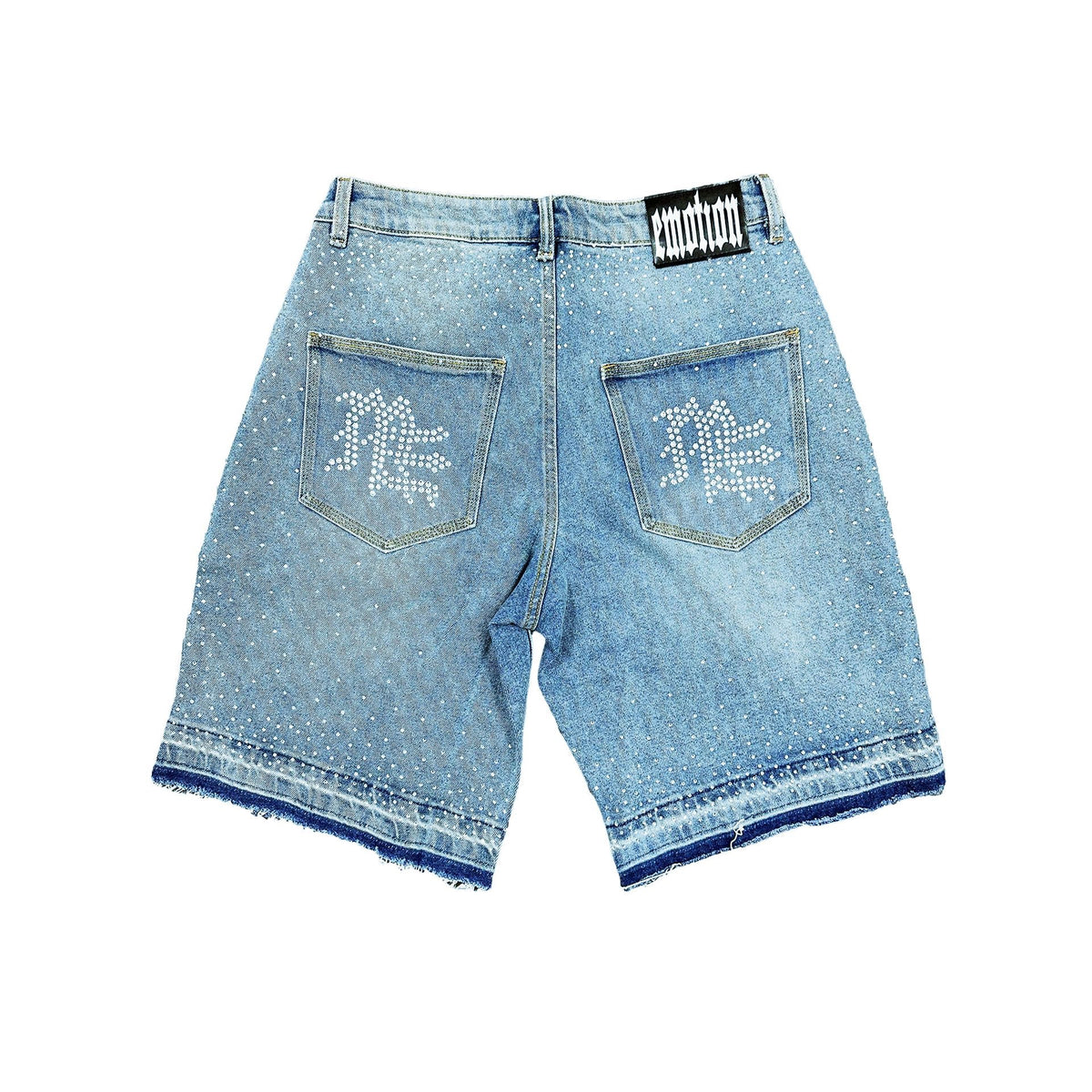 'ME' RHINESTONE DENIM SHORT MIXED EMOTION