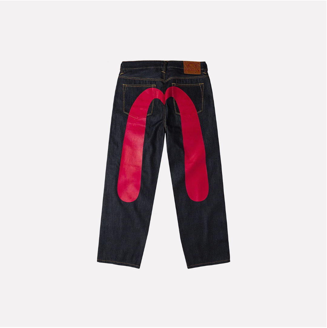 Evius Red Daicock Print Loose Fit Jeans #2038