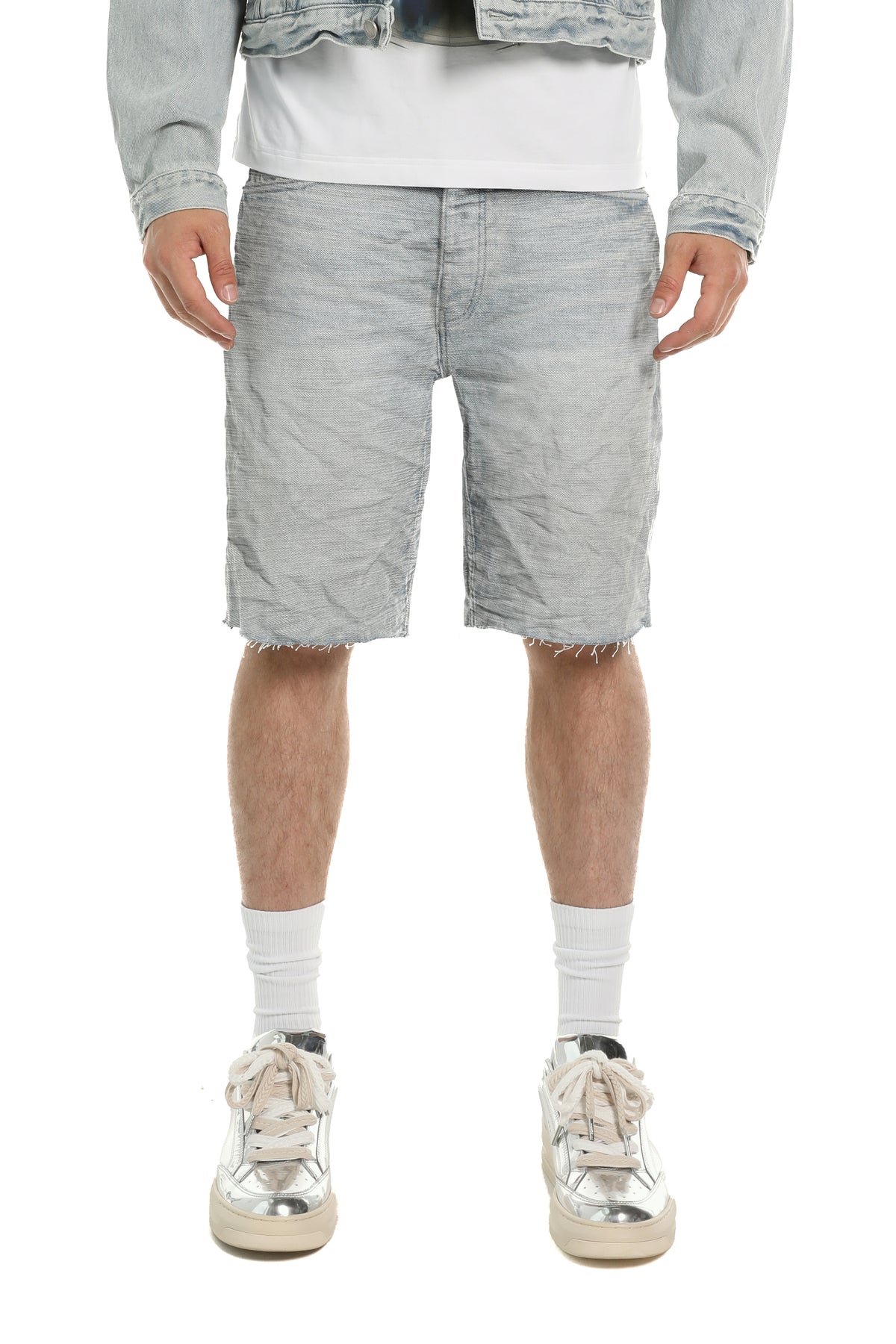 P059-VTLB226 VINTAGE SLUB SHORTS PURPLE BRAND