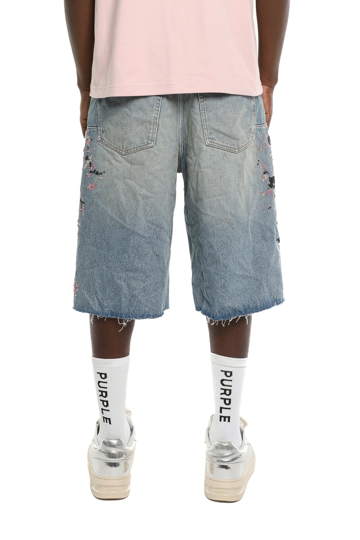 P070-UBSM226 BEADED SPLATTER SHORT PURPLE BRAND