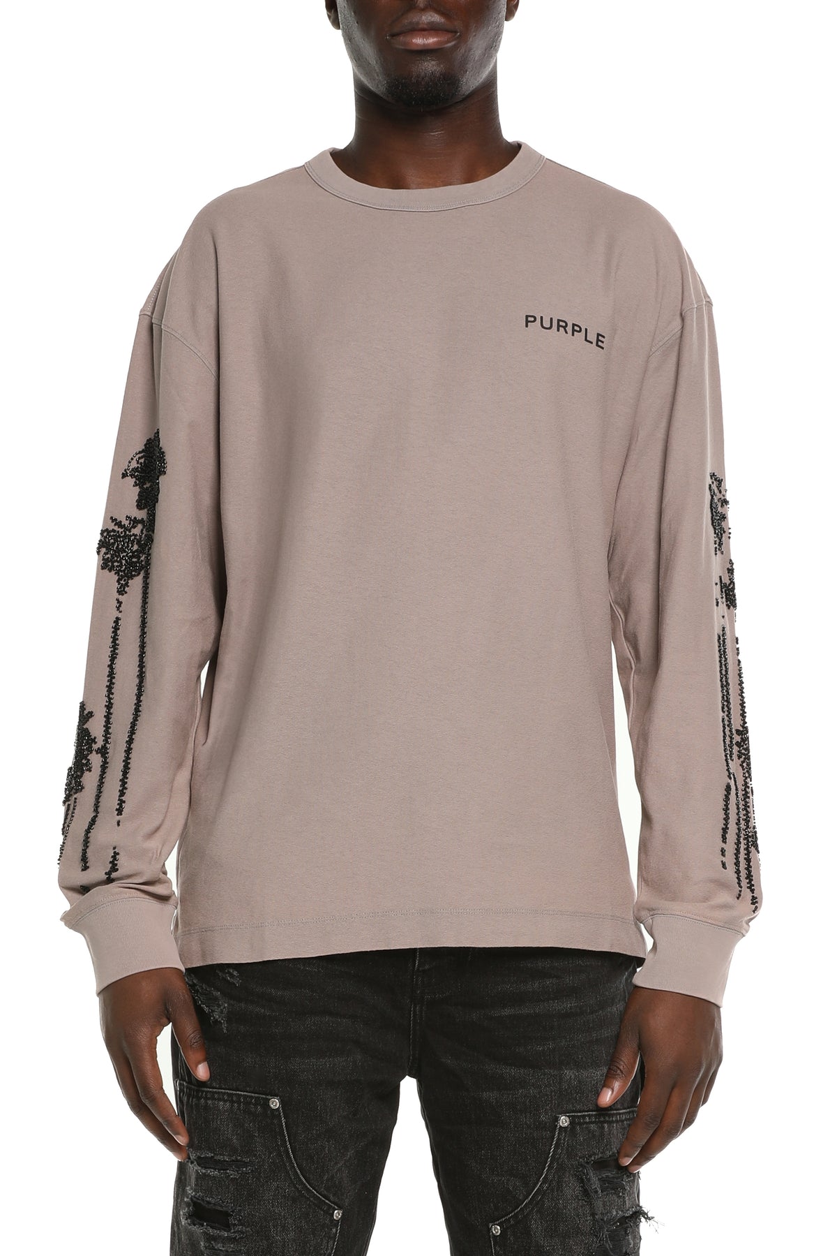 P204-TSRS226 TEXTURED L/S TEE PURPLE BRAND
